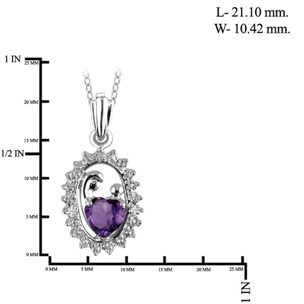 JewelonFire 1/2 Carat T.G.W. Amethyst And White Diamond Accent Sterling Silver Mother with Child Pendant - Assorted Colors