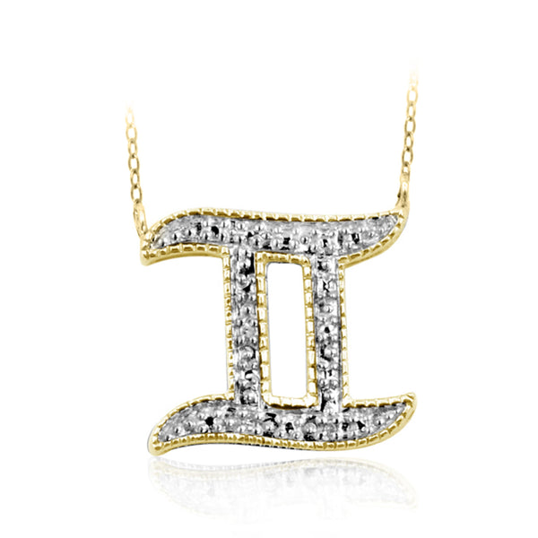 JewelonFire White Diamond Accent Gemini Zodiac Sterling Silver Pendant - Assorted Colors