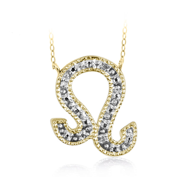 JewelonFire White Diamond Accent Leo Zodiac Sterling Silver Pendant - Assorted Colors