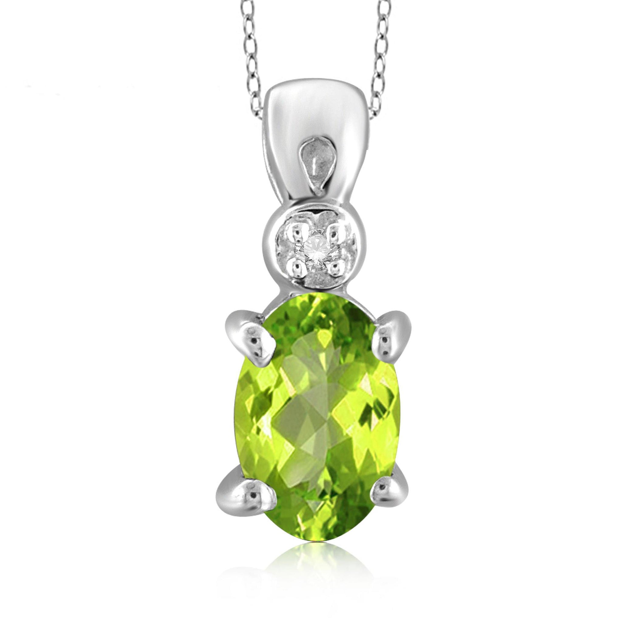 JewelonFire 1/2 Carat T.G.W. Peridot and White Diamond Accent Sterling Silver Pendant - Assorted Colors