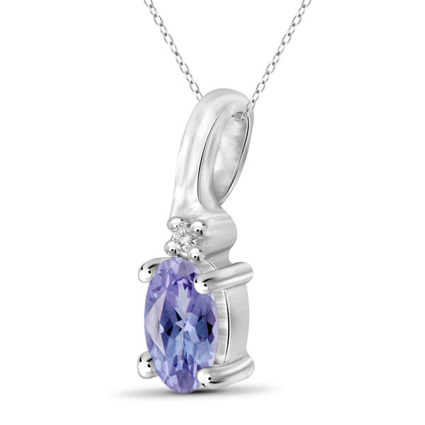 JewelonFire 0.20 Carat T.G.W. Tanzanite and White Diamond Accent Sterling Silver Pendant - Assorted Colors