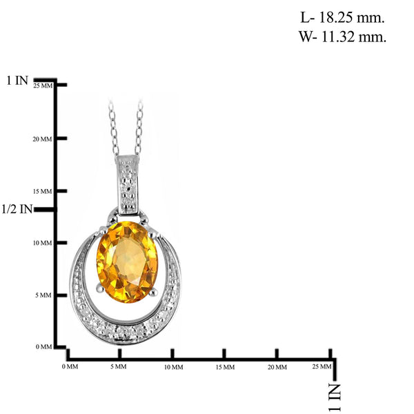 JewelonFire 1.00 Carat T.G.W. Citrine And 1/20 Carat T.W. White Diamond Sterling Silver Pendant - Assorted Colors