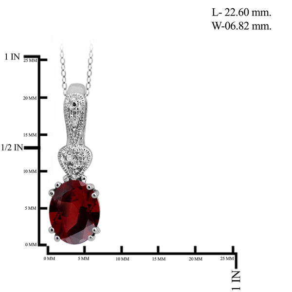 JewelonFire 2.15 Carat T.G.W. Garnet and White Diamond Accent Sterling Silver Pendant - Assorted Colors