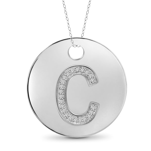 JewelonFire White Diamond Accent Sterling Silver "A TO Z" Initial Coin Pendant