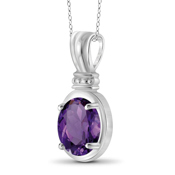 JewelonFire 1.60 Carat T.G.W. Amethyst Sterling Silver Pendant - Assorted Colors