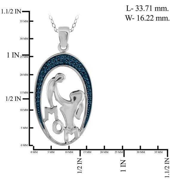 JewelonFire Blue Diamond Accent Sterling Silver Mother and Child Pendant