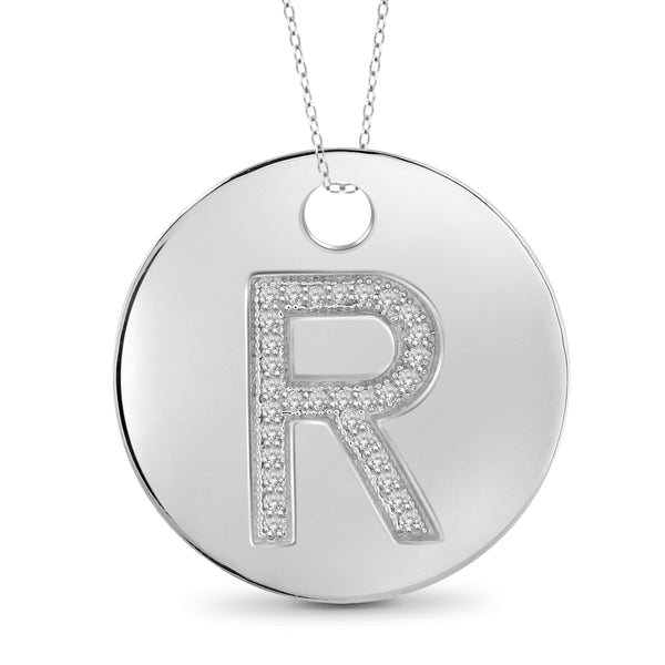 JewelonFire White Diamond Accent Sterling Silver "A TO Z" Initial Coin Pendant