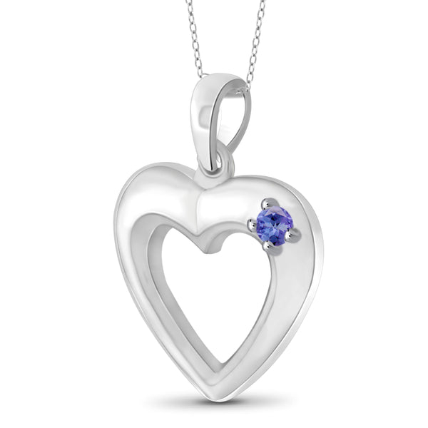 JewelonFire Tanzanite Accent Sterling Silver Heart Pendant - Assorted Colors