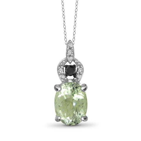 JewelonFire 1 1/3 Carat T.G.W. Green Amethyst And 1/20 Carat T.W. Black & White Diamond Sterling Silver Pendant - Assorted Colors
