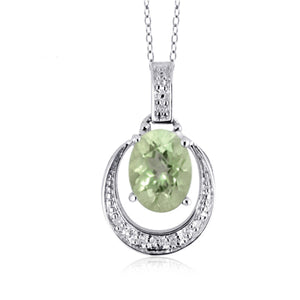 JewelonFire 1 1/3 Carat T.G.W. Green Amethyst And 1/20 Carat T.W. White Diamond Sterling Silver Pendant - Assorted Colors