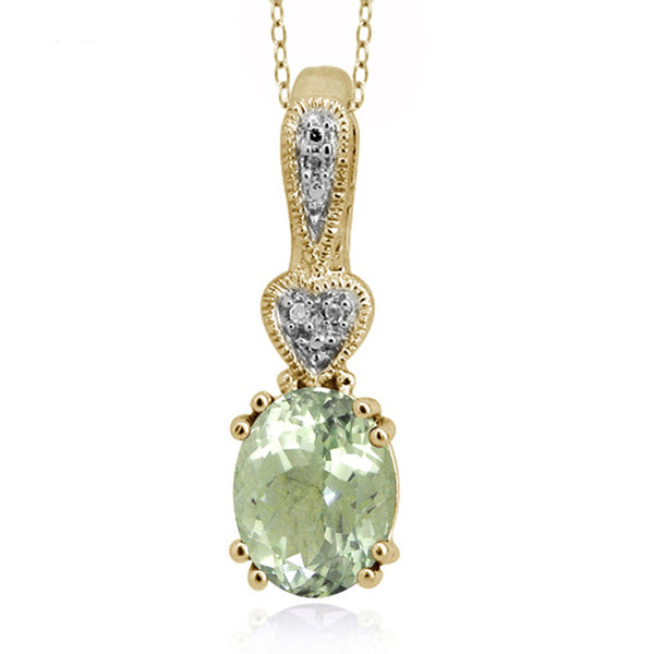 JewelonFire 1.85 Carat T.G.W. Green Amethyst and White Diamond Accent Sterling Silver Pendant - Assorted Colors
