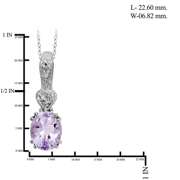 JewelonFire 1.60 Carat T.G.W. Pink Amethyst and White Diamond Accent Sterling Silver Pendant - Assorted Colors