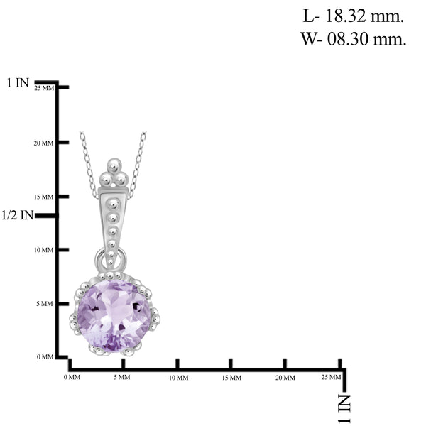 JewelonFire 1 1/5 Carat T.G.W. Pink Amethyst Sterling Silver Pendant - Assorted Colors