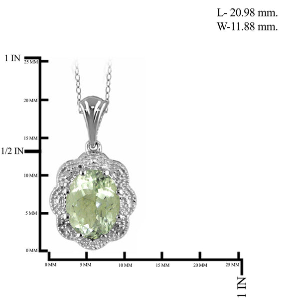 JewelonFire 1.85 Carat T.G.W. Green Amethyst and White Diamond Accent Sterling Silver Pendant - Assorted Colors