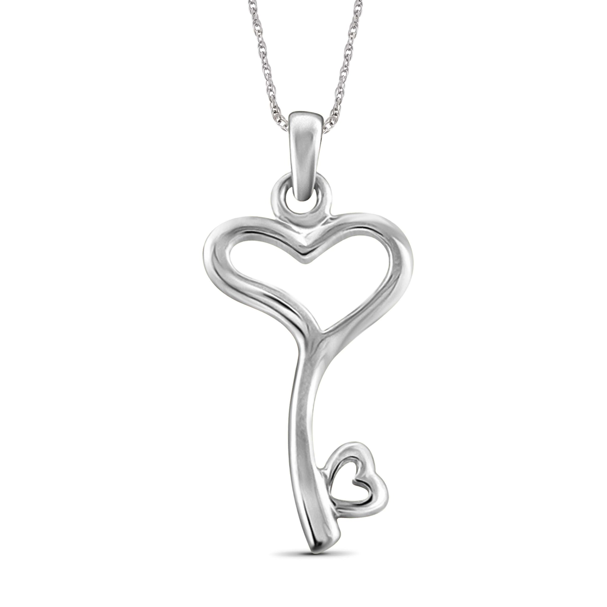 JewelonFire Sterling Silver Heart Key Pendant - Assorted Colors