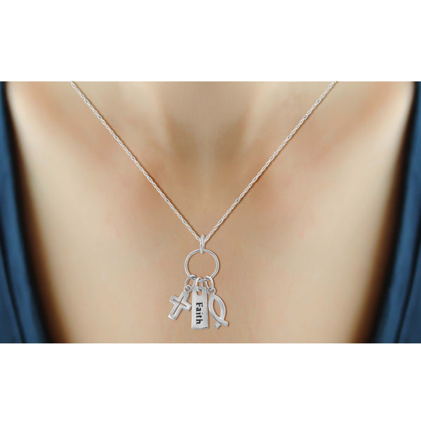 JewelonFire Sterling Silver "FAITH" Engraved Charm Pendant