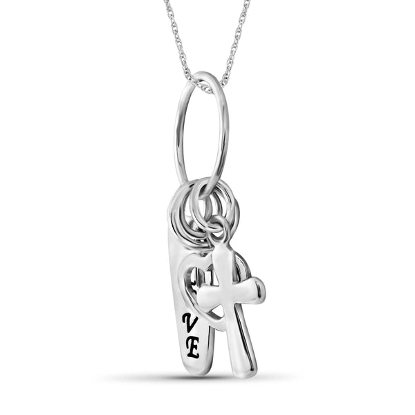 JewelonFire Sterling Silver "LOVE" Engraved Charm Pendant
