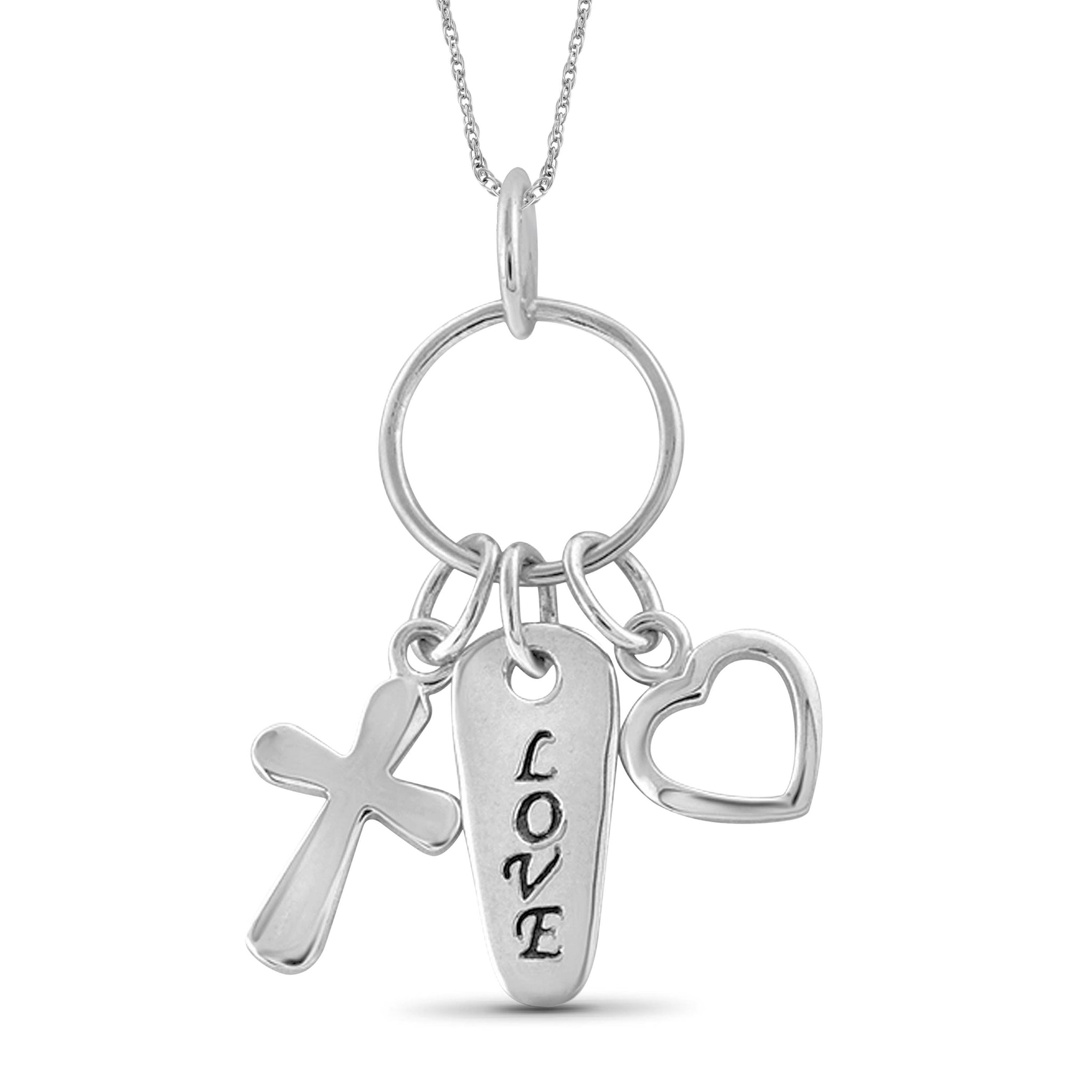 JewelonFire Sterling Silver "LOVE" Engraved Charm Pendant