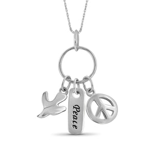 JewelonFire Sterling Silver "PEACE" Engraved Charm Pendant