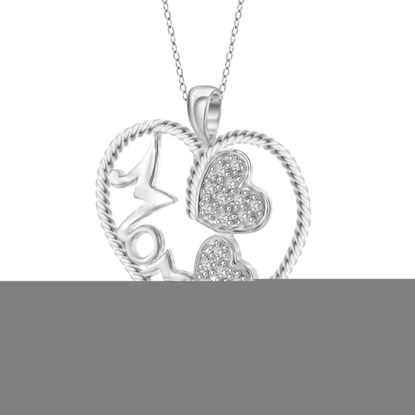 JewelonFire 1/7 Carat T.W. White Diamond Sterling Silver Mother Heart Pendant - Assorted Colors