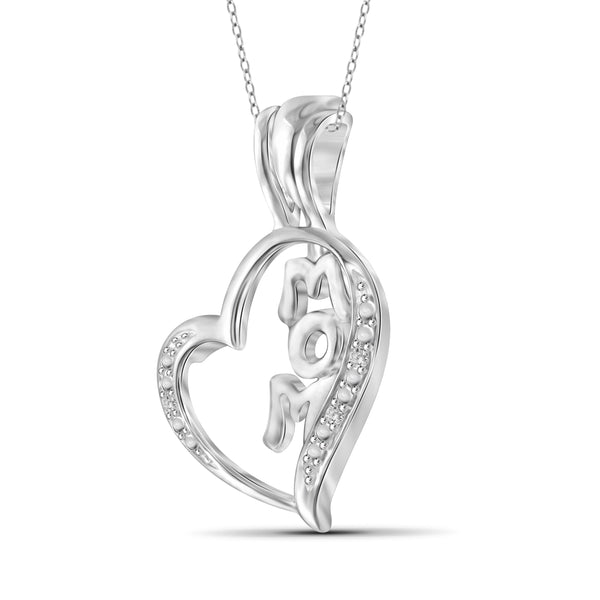 JewelonFire White Diamond Accent Sterling Silver Mother Heart Pendant