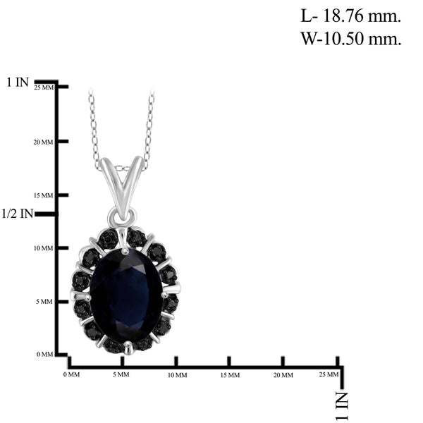 JewelonFire 1.90 Carat T.G.W. Sapphire and Black Diamond Accent Sterling Silver Fashion Pendant - Assorted Colors