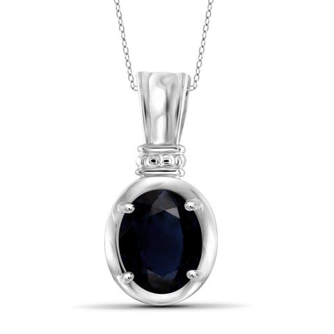 JewelonFire 1.90 Carat T.G.W. Sapphire Sterling Silver Fashion Pendant - Assorted Colors