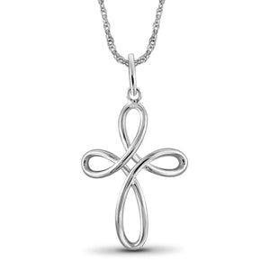 JewelonFire Sterling Silver Elegant Loop Cross Pendant - Assorted Colors