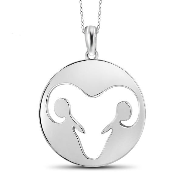 JewelonFire What's Your Sign? Aries Cutout Sterling Silver Pendant - Assorted Colors