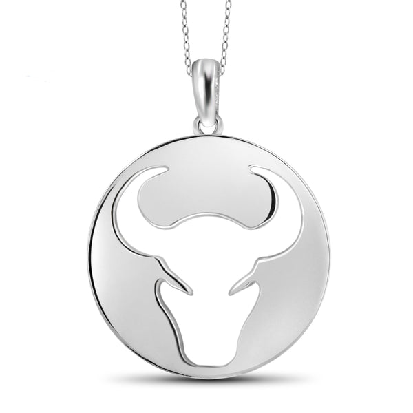 JewelonFire What's Your Sign? Taurus Cutout Sterling Silver Pendant - Assorted Colors