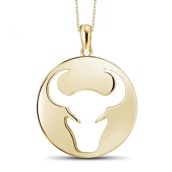 JewelonFire What's Your Sign? Taurus Cutout Sterling Silver Pendant - Assorted Colors