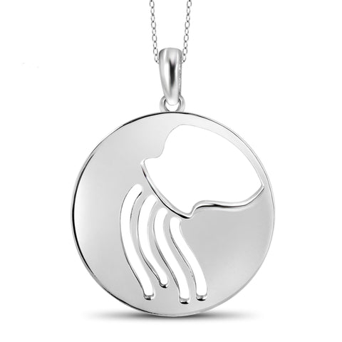 JewelonFire What's Your Sign? Aquarius Cutout Sterling Silver Pendant - Assorted Colors