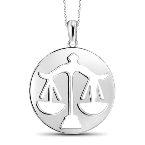 JewelonFire What's Your Sign? Libra Cutout Sterling Silver Pendant - Assorted Colors