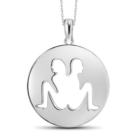 JewelonFire What's Your Sign? Gemini Cutout Sterling Silver Pendant - Assorted Colors