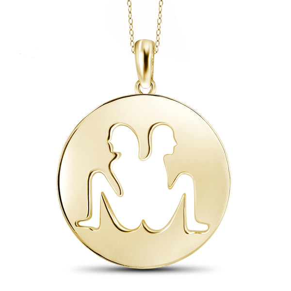 JewelonFire What's Your Sign? Gemini Cutout Sterling Silver Pendant - Assorted Colors