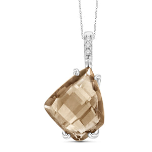 JewelonFire 4 1/2 Carat T.G.W. Smoky Quartz And White Diamond Accent Sterling Silver Pendant - Assorted Colors