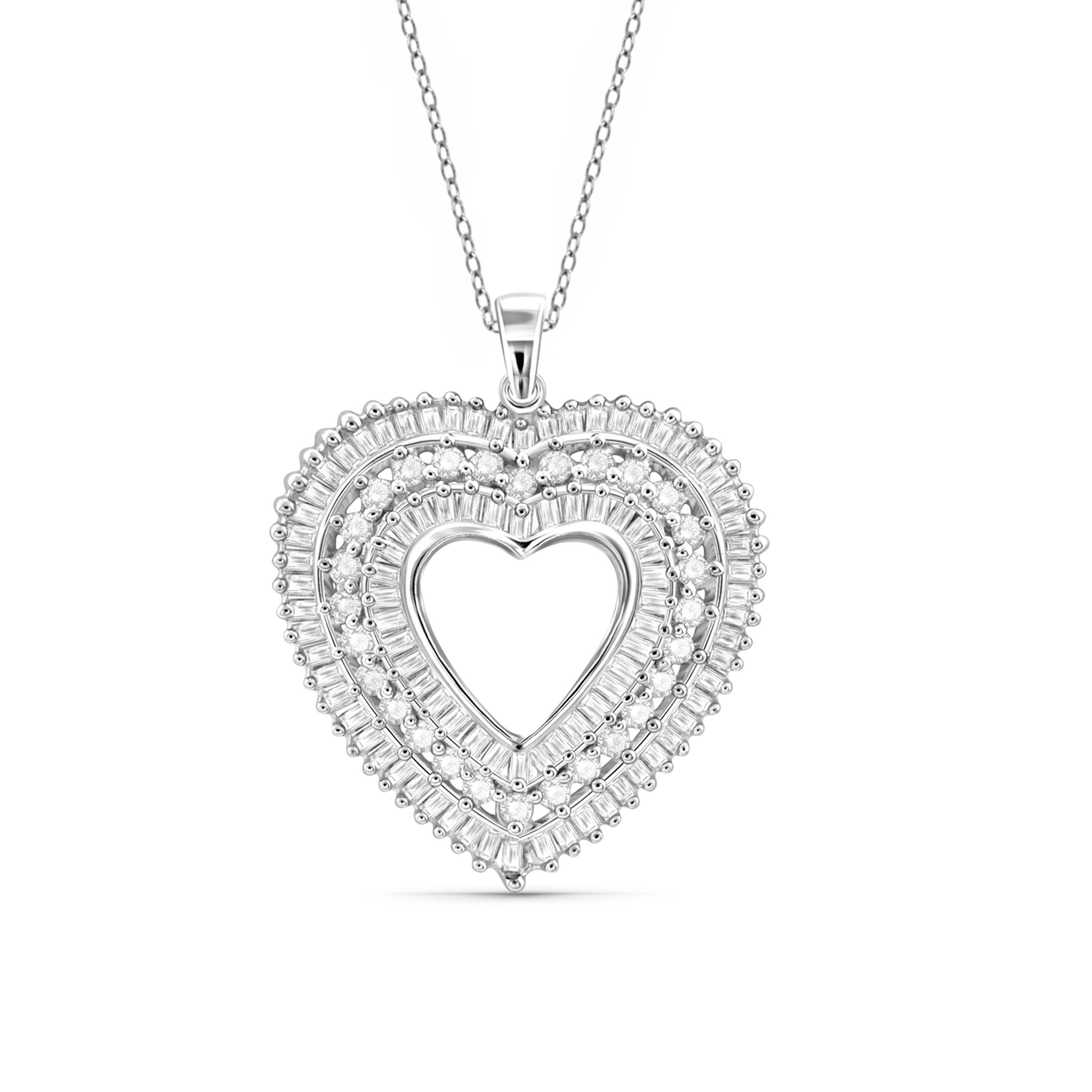 Jewelnova 1.00 Carat T.W. White Diamond 10K Gold Open Heart Pendant - Assorted Colors