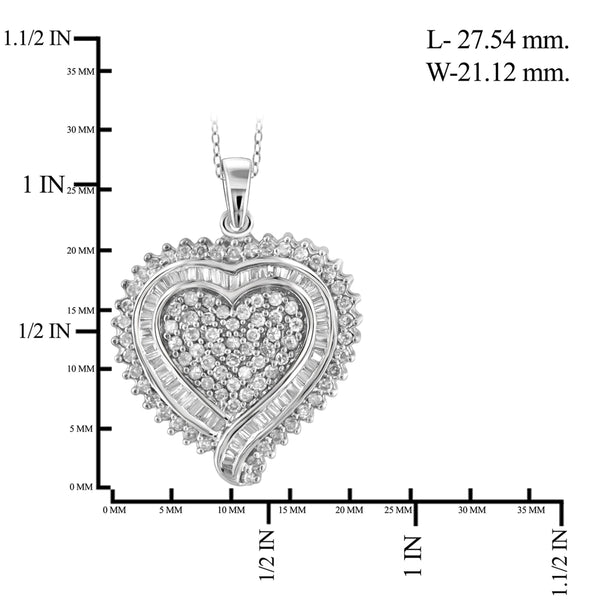 Jewelnova 1.00 Carat T.W. White Diamond 10K Gold Heart Pendant - Assorted Colors