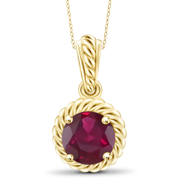 JewelonFire 1 1/5 Carat T.G.W. Ruby Sterling Silver Halo Pendant - Assorted Colors