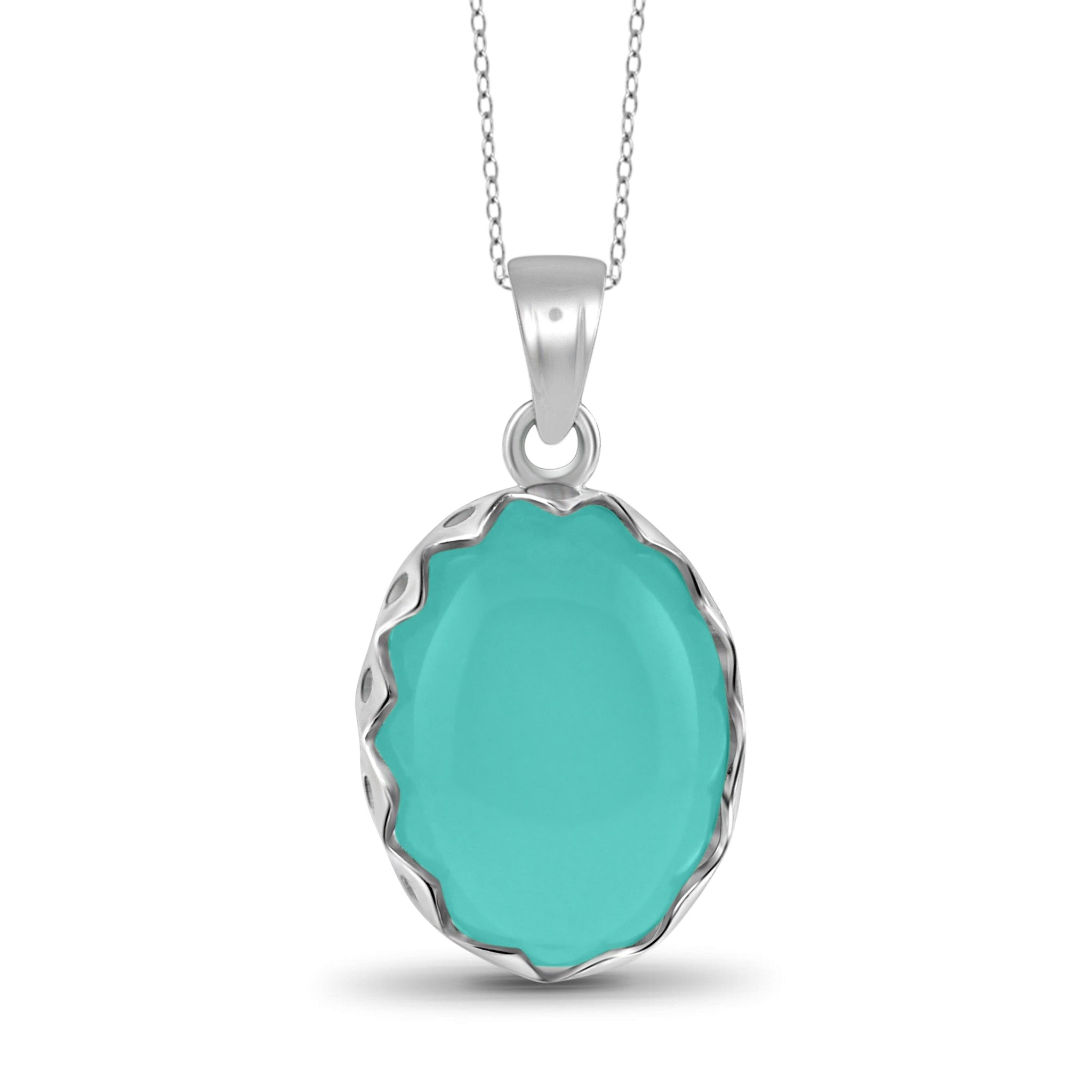 JewelonFire 9 3/4 Carat T.G.W. Chalcedony Sterling Silver Fashion Pendant - Assorted Colors