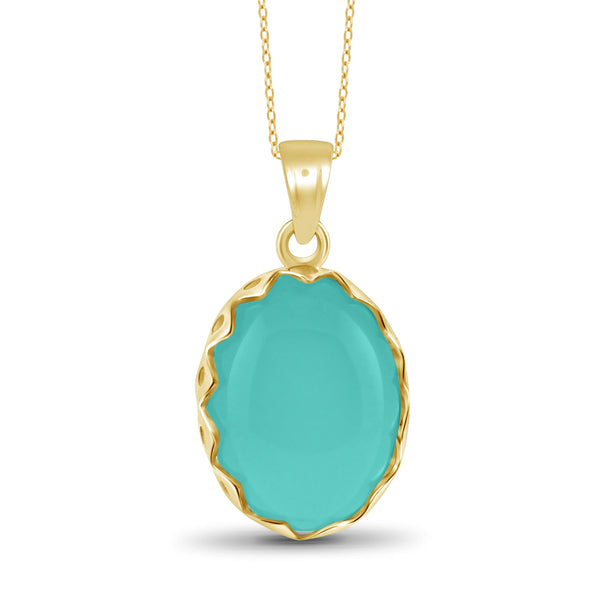 JewelonFire 9 3/4 Carat T.G.W. Chalcedony Sterling Silver Fashion Pendant - Assorted Colors
