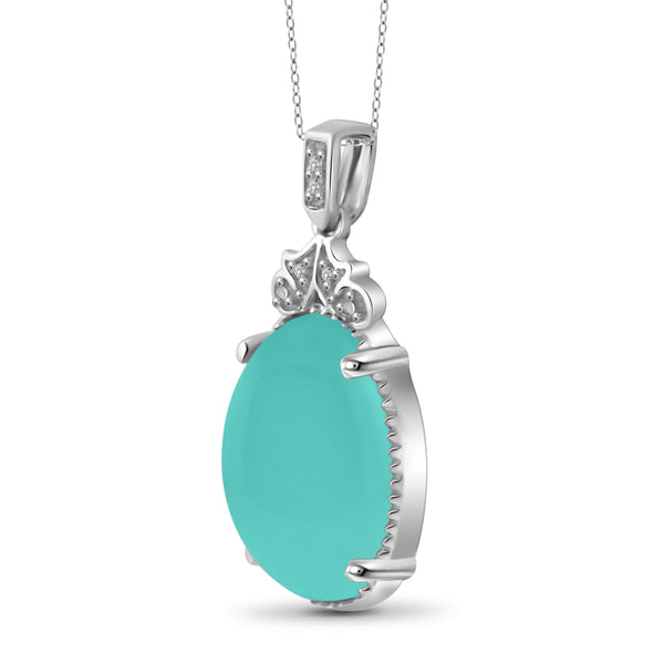 JewelonFire 9 3/4 Carat T.G.W. Chalcedony And White Diamond Accent Sterling Silver Fashion Pendant - Assorted Colors