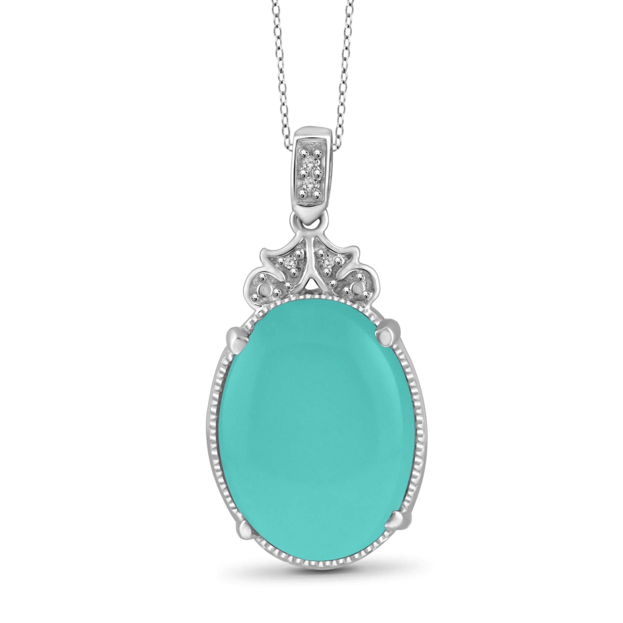 JewelonFire 9 3/4 Carat T.G.W. Chalcedony And White Diamond Accent Sterling Silver Fashion Pendant - Assorted Colors