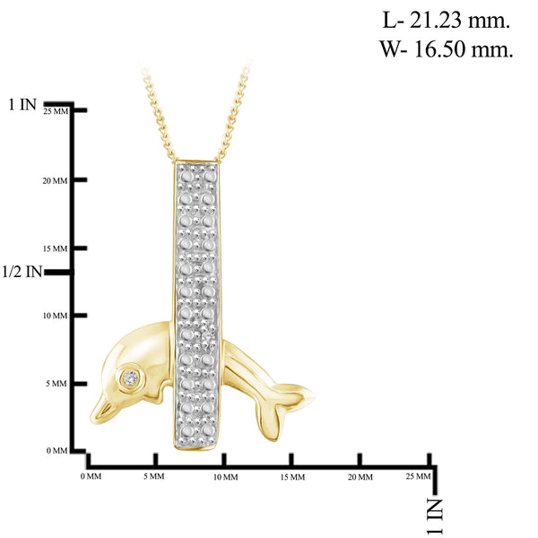 JewelonFire White Diamond Accent 14kt Gold Plated Brass Dolphin Pendant