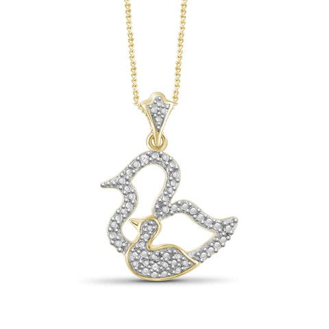 JewelonFire White Diamond Accent 14kt Gold Plated Brass Duck Pendant