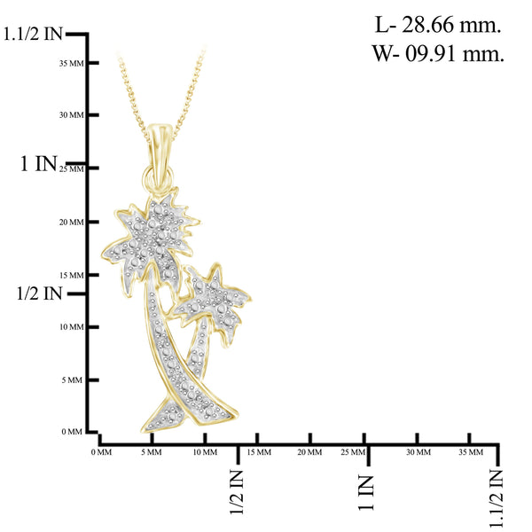 JewelonFire White Diamond Accent 14kt Gold Plated Brass Palm Tree Pendant