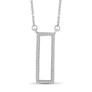 JewelonFire 1/5 Ctw White Diamond Sterling Silver Rectangle Pendant - Assorted Colors