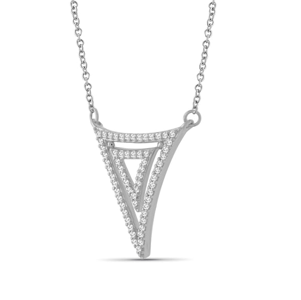 JewelonFire 1/5 Ctw White Diamond Sterling Silver Triangle Pendant - Assorted Colors