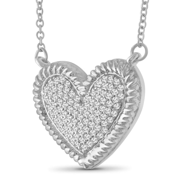JewelonFire 1/4 Carat T.W. White Diamond Sterling Silver Heart Pendant - Assorted Colors