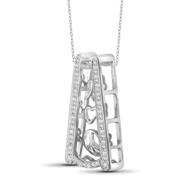 JewelonFire 1/10 Carat T.W. White Diamond Sterling Silver Pendant - Assorted Colors